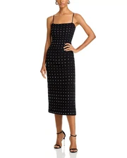 AQUA Stud Tank Midi Dress - Black - S