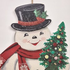 Hobby Lobby Jumbo Wooden Snowman Easel Back 30" Glittery Christmas Decor Display