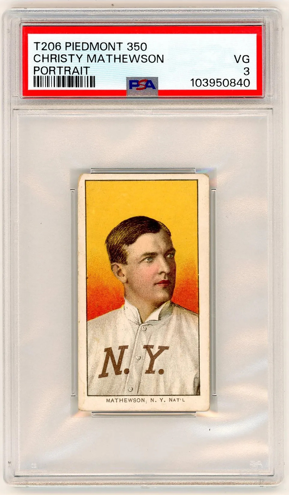 1909-11 T206 Piedmont 350 Christy Mathewson Portrait PSA 3