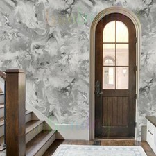 Silver Grey Wallpaper Metallic Shimmer Marble Swirls Ripple Effect Wall Paper UK