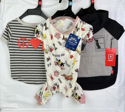 Lot Of 3 Pet Hoodie, Dog Pajamas, T-Shirt Size Medium NWT! Peace, Skateboarding - Image 1 of 4