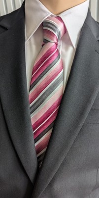NEU - Bonetti Herren Anlass /Business Krawatte - rosa-grau-pink gestreift -Seide