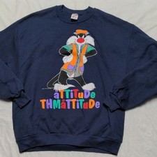 Vintage Looney Tunes Sylvester The Cat 1993 Blue Graphic Crewneck Sweatshirt Lg