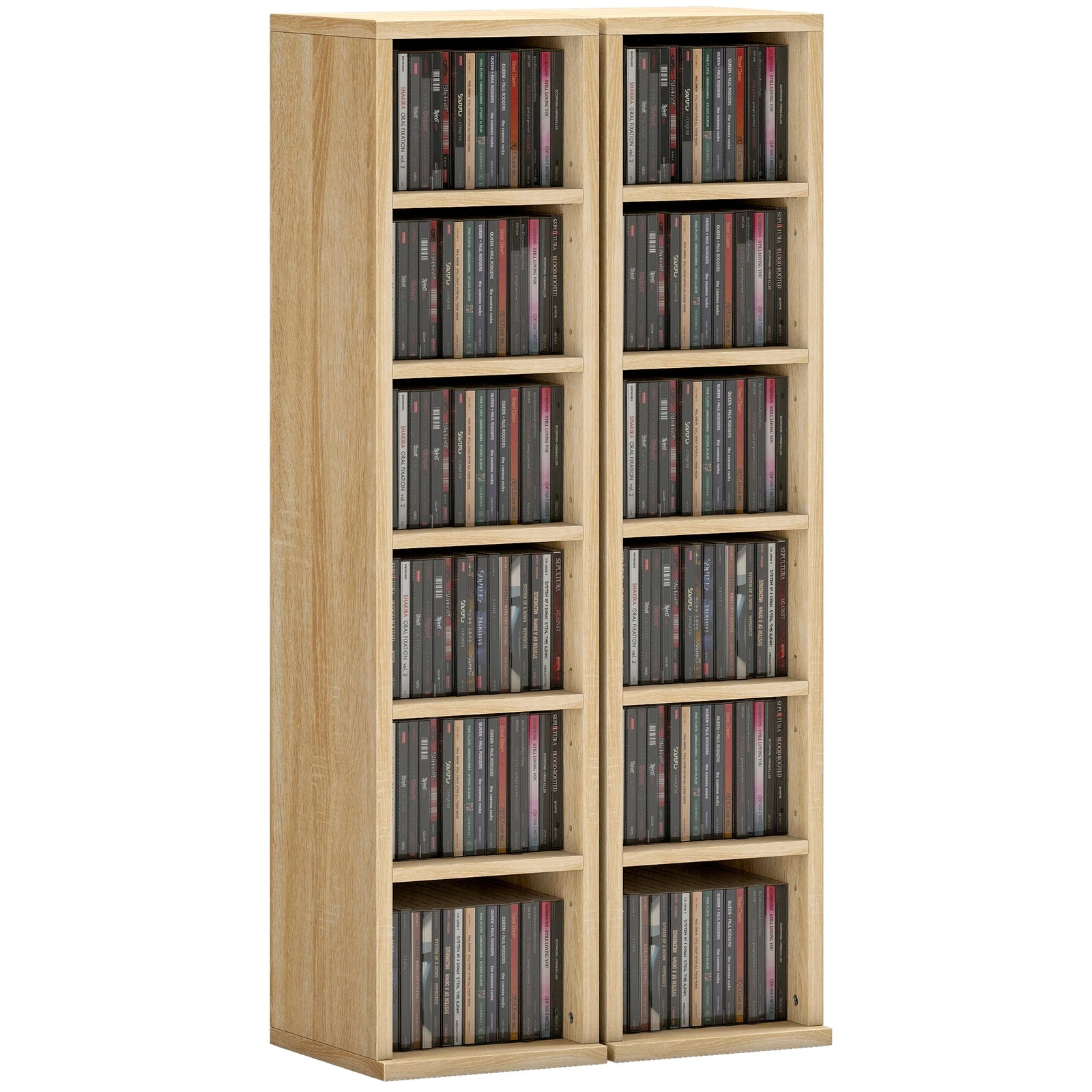 HOMCOM Set of 2 CD Storage Units DVD Shelf with Adjustable Shelves, Oak
Opens in a new window or tab