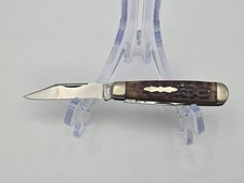 Vintage Cattaraugus 22249 Brown Jigged Bone 2 Blade Jack Knife