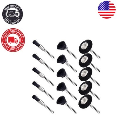 Compact 15-Piece Black Hair Polishing Wheel Set With 1/8'' Shank Compatibility