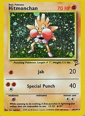 Hitmonchan BS2 Holofoil 008/130 Base Set 2 LP