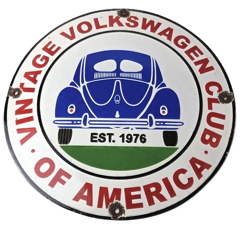 Vintage Volkswagen Club Sign - Porcelain VW Bug Service Car Sales Sign