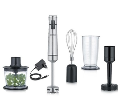 Severin SM 3775 Akku Stabmixer Set Kabellos 100W Schneebesen Zerkleinerer Mixer