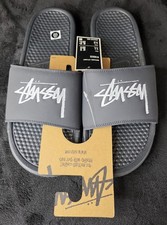 Stussy x Nike Benassi Off Noir Slides CW2787-001 New In Box