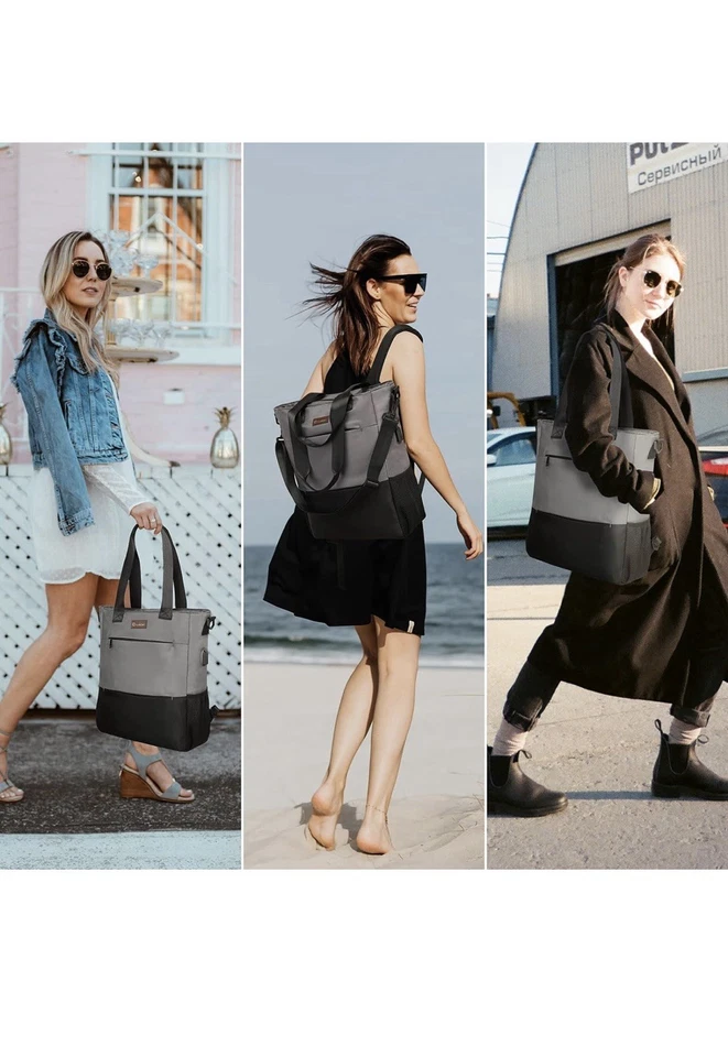 Mochila convertible para computadora portátil de 15,6 pulgadas bolsas de viaje trabajo negocios bolso mochila Foto 4 de 4