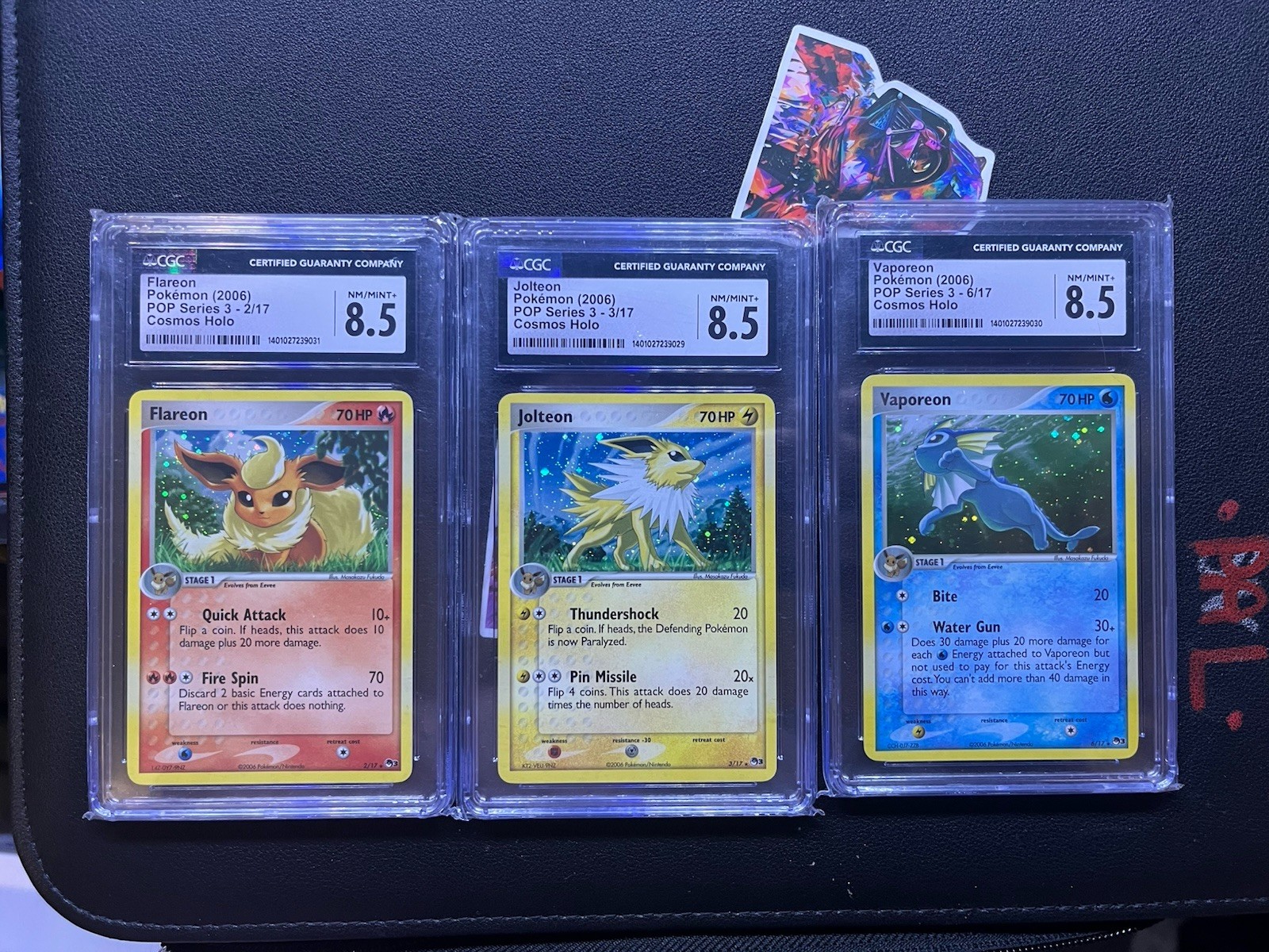 Pokemon Pop Series 3 Flareon Holo 2/17, Jolteon Holo 3/17 & Vaporeon Holo 7/17