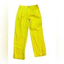 Banana Republic High Rise Pleated Linen Yellow Umbrella Pants Sz 12L