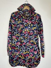 Joules Coat UK Sz 12 GoLightly Navy Floral Packaway Jacket Waterproof Mac