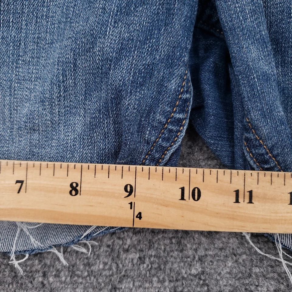 Pantalones Cortos Pilcro Anthropologie Mujer 29 Azul Alto Tiro Ajustados Elastizados Botón Mosca Denim Foto 3 de 4