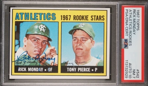 1967 Topps #542 Rick Monday Signed Rookie Card Autograph RC Auto PSA 7/10 A's