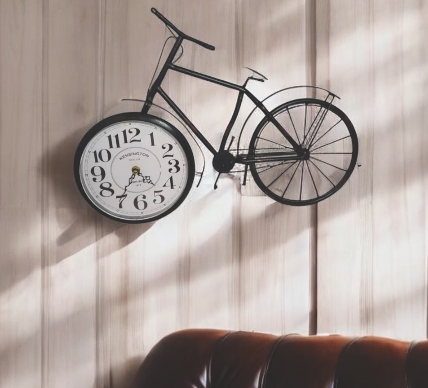Pier 1 Retro Bicycle Quartz Wall Shelf Kensington Station London Metal Clock