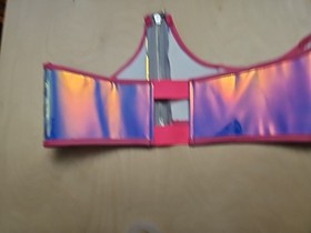 NEW Iridescent Holographic Zip Front Under Bust Corset EDC EDM Festival Rave S/M