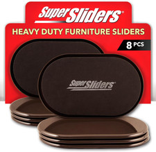 9 1/2" X 5 3/4" Reusable XL Heavy Furniture Sliders for Carpet, Brown (8 Pack)