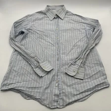 Cacharel Button Up Shirt Men Size 16.5/42 Striped 100% Cotton In Italy.#35486