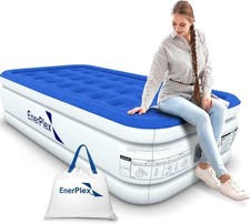 EnerPlex Portable Waterproof Blow Up Air Mattress for Travel  Home, Blue - Twin