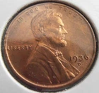 1936 D Early Low mintage UNC Lincoln Wheat Cent,  (36DFS1), FREE SHIPPING