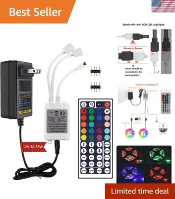 44 Keys IR Remote Controller Kit for 12V RGB LED Strip Lights - 30ft Range