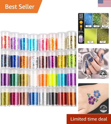 Vibrant 32 Colors Chunky & Fine Glitters - Perfect for Nails, Crafts & Festivals
