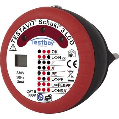 Testboy Testavit Schuki 3 LCD Steckdosentester  CAT II 300 V LED, LCD