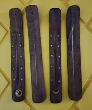 4 Wooden Incense Stick Holder Ash Catcher NOS