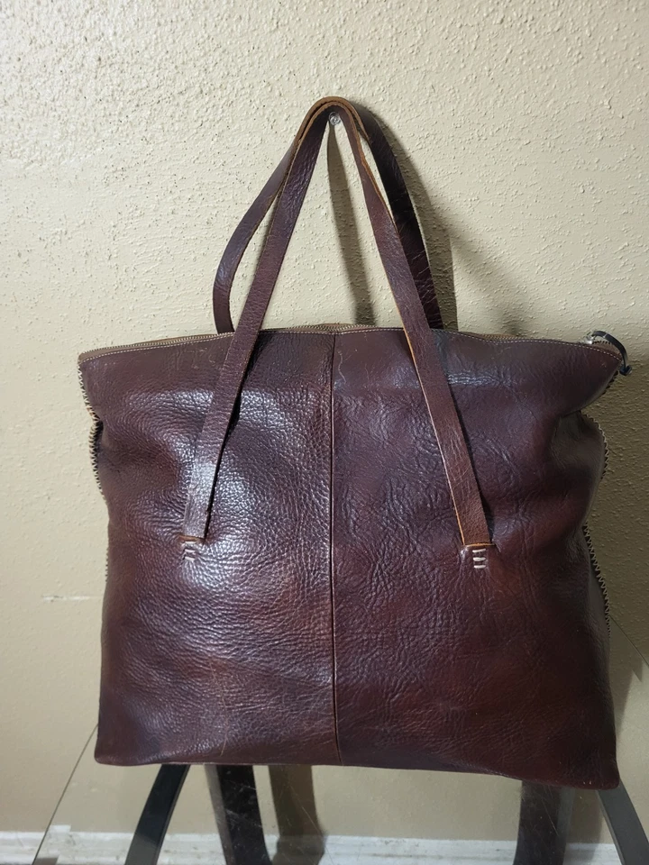 Bolso de Hombro Sundance Vintage Marrón Cuero Genuino Viaje Fin de Semana, Talla XL. Foto 3 de 4