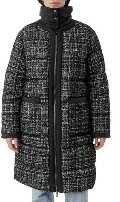 Bernardo Women's L Wool Blend Tweed & Quilted Puffer Coat  jck162