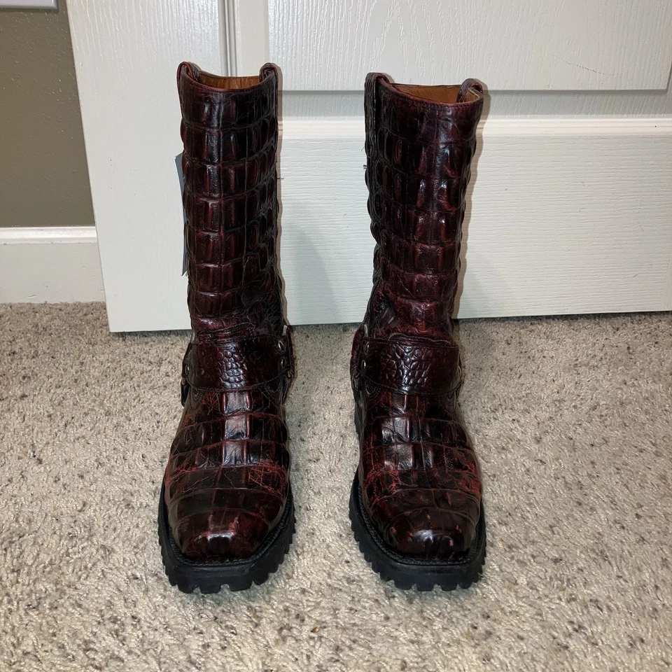 EL PRESIDENTE GOLD COLLECTION Harness Boots BLACK CHERRY Alligator - Sz 6.5 NEW! - Image 3 of 4