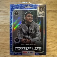GARY HARRIS 2019-2020 NBA HOOPS PREMIUM STOCK BACKSTAGE PASS BLUE PRIZM CARD #10