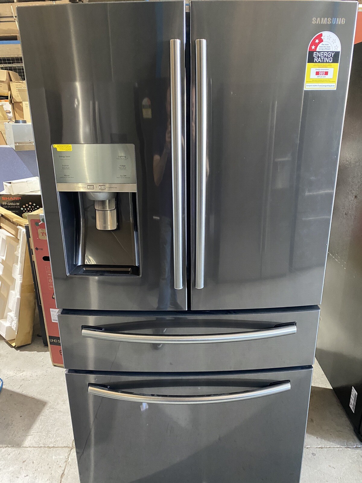 BIG PROMO Samsung SRF677CDBLS 680L 4 Door French Door Black Fridge Ice