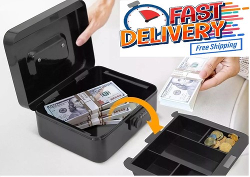 Security Money Box Fire Proof Lock Safe Storage Cash Gun Jewelry Portable Safety