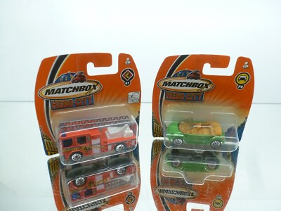 2x MATCHBOX HERO CITY DENNIS SABRE FIRE TRUCK + VW  - 3inch - CARD BLISTER - 271