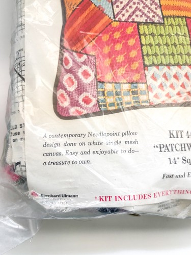 Vintage Patchwork Needlepoint Pillow Kit by Bucilla #4406 - Makes a 14'' Pillow - Picture 4 of 8