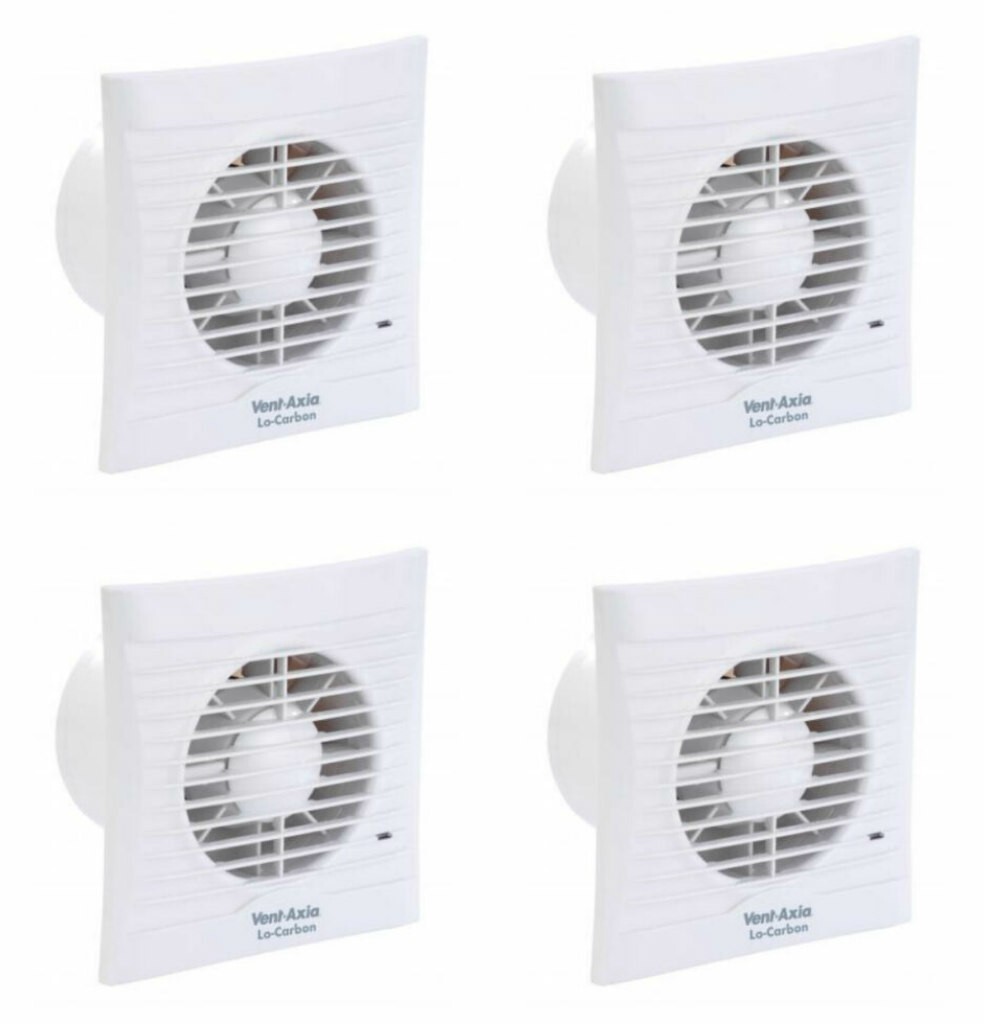 4 x Vent Axia 441624B Silhouette 100B Lo-Carbon Axial Extractor Fan 100 mm