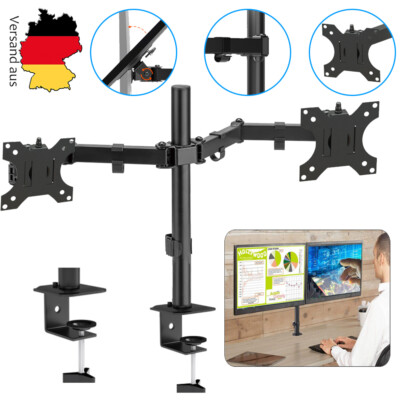 Toboli Monitorhalterung 2 Monitore 17-32'' Monitorarm VESA Bildschirmhalterung