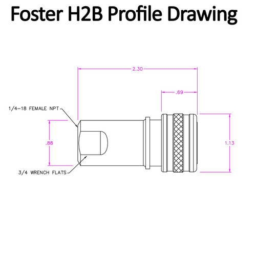 Foster FHK Series 1/4" H2B Brass ISO B Hydraulic Quick Connect Coupler Plug USA - Picture 3 of 5