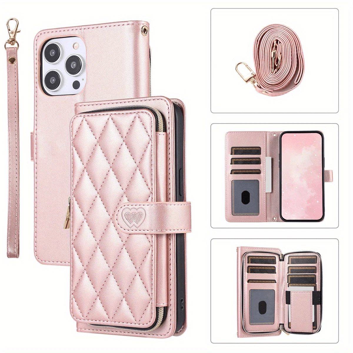 Custodia Flip In PU Con Portafoglio Per IPhone 11 - Design Floreale Nazionale - Rosa - JZ - 3