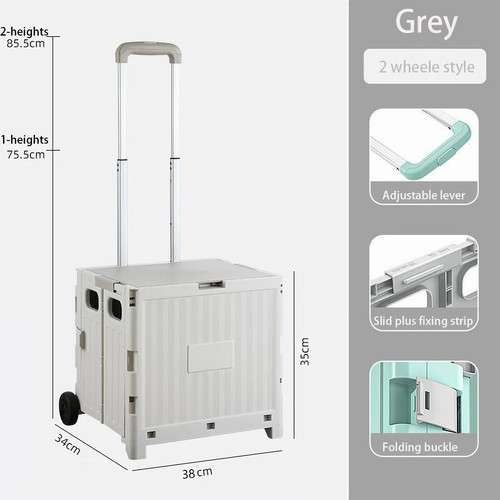 Trolley Pull Rod Rear Shopping CartOutdoor Folding Portable Shopping Carts Hand - Picture 8 of 13