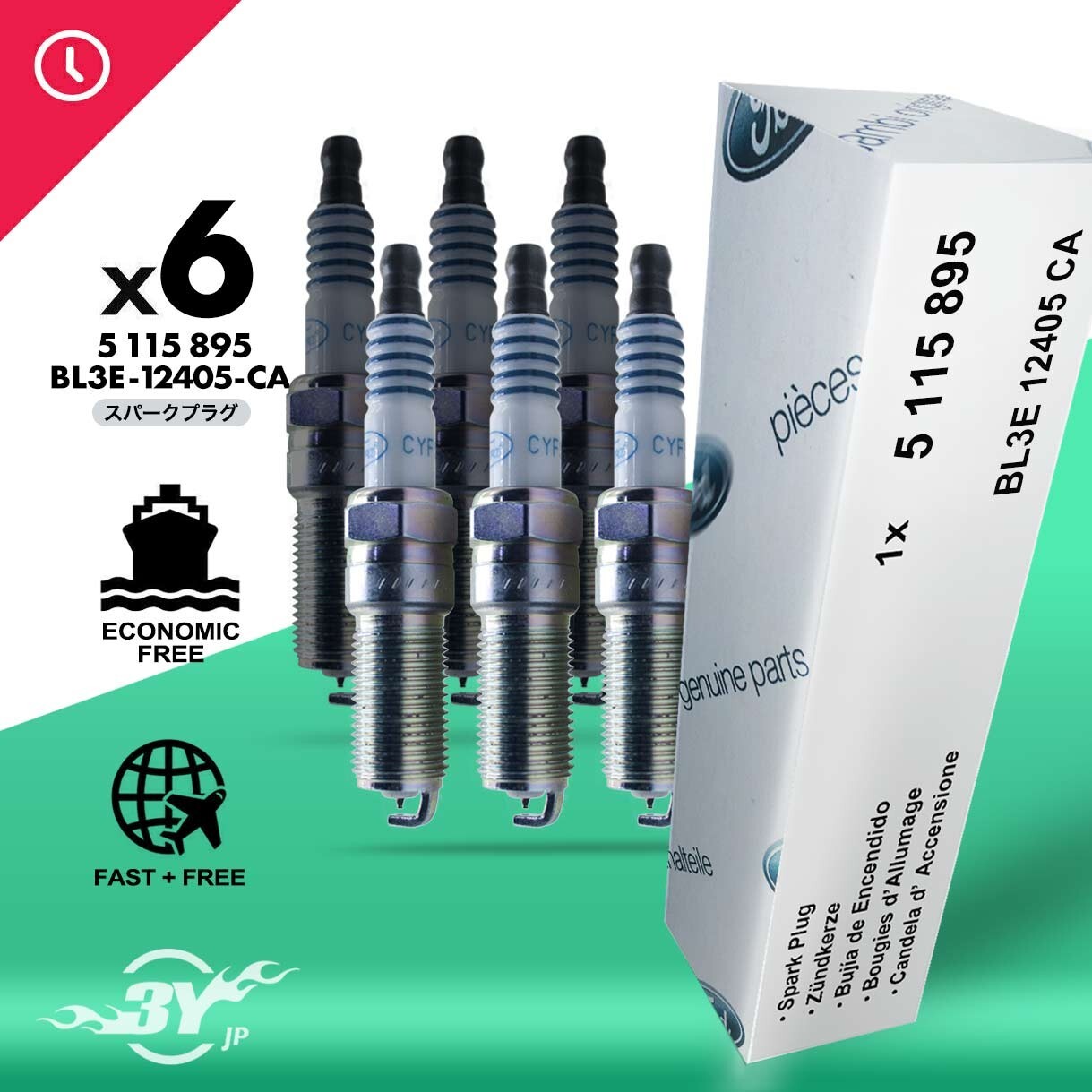 New BL3E12405CA Set of 6 Iridium Spark Plugs CYFS12Y3 For Ford Lincoln 3.5L V6