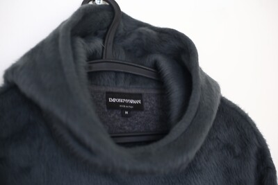 Emporio Armani Cool Grey Faux Fur Hoodie Size M | eBay