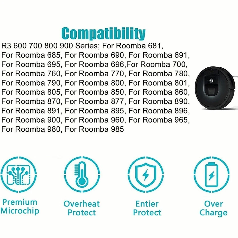 iRobot Roomba 1800LI Battery For Roomba 695 680 690 675 640 960 860 895 890 860 - Image 2 of 4