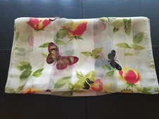 Pre-owned Multi-color Butterfly and Floral Womens Polyester Scarf