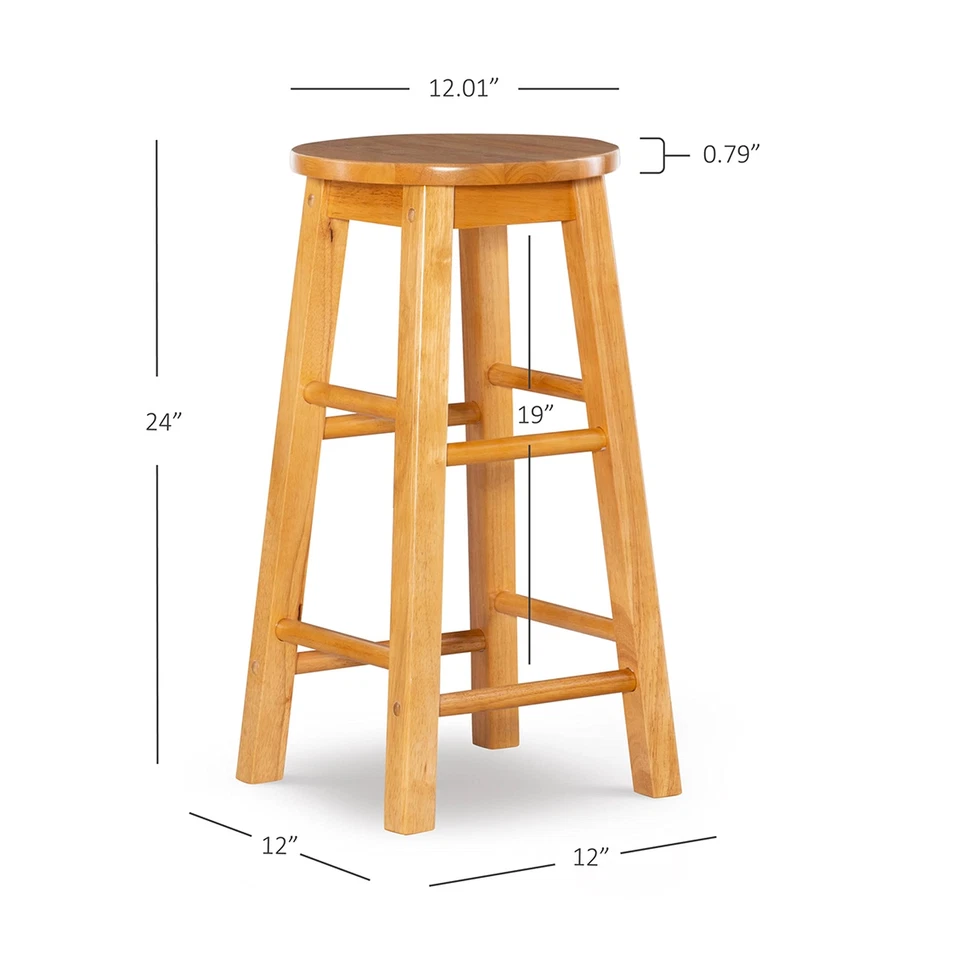 Counter Height Stool Solid Wood Legs Natural Finish 24 Inch Seat Height - Image 2 of 4