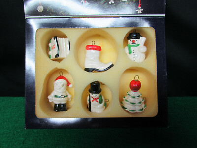 Vintage Goebel Porcelain Ornaments Set of 6 with Original Box and Coverslip