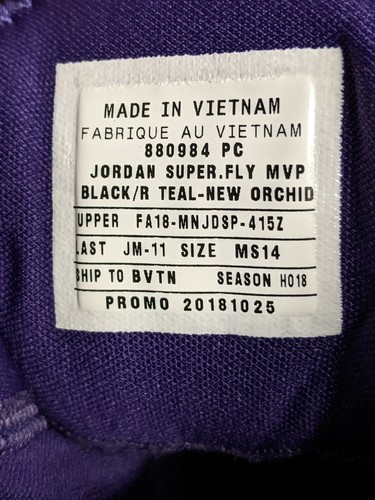 Jordan Superfly MVP Promo Tag Basketball Shoes Black,Purple and Teal Size 14 - Picture 7 of 7